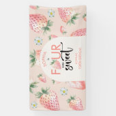 Vier ooit lieve aardbeien kinderen verjaardag spandoek (Verticaal)