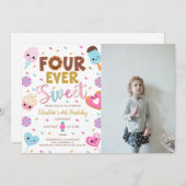 Vier ooit lieve foto verjaardag donut 4e verjaarda kaart (Voorkant / Achterkant)
