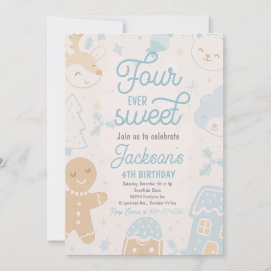 Vier ooit lieve jongen kerstkoekje verjaardagsfees kaart (Voorkant)