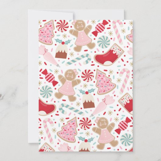 Vier ooit lieve kerstkoekjes verjaardagsfeestje kaart (Achterkant)