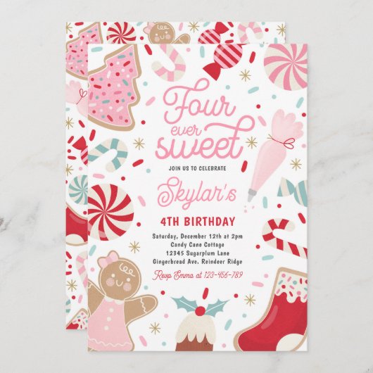 Vier ooit lieve kerstkoekjes verjaardagsfeestje kaart (Voorkant / Achterkant)