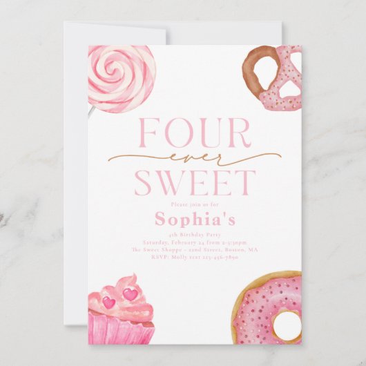 Vier ooit lieve verjaardagsuitnodigingen kaart (Voorkant)