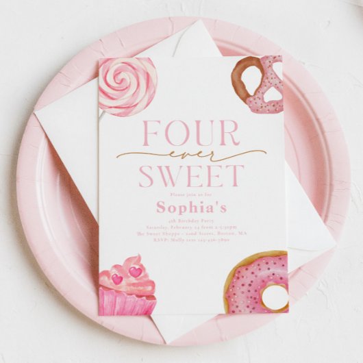 Vier ooit lieve verjaardagsuitnodigingen kaart