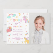 Vier ooit magische eenhoorn 4e verjaardag foto kaart (Voorkant)