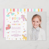 Vier ooit magische eenhoorn 4e verjaardag foto kaart (Voorkant / Achterkant)