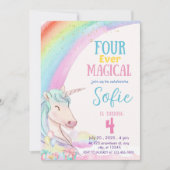 Vier ooit magische, pastel eenhoorn verjaardag kaart (Voorkant)