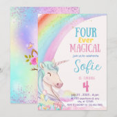 Vier ooit magische, pastel eenhoorn verjaardag kaart (Voorkant / Achterkant)