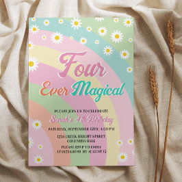 Vier ooit Magische Retro Eenhoorn Regenboog Kaart