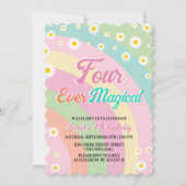 Vier ooit Magische Retro Eenhoorn Regenboog Kaart (Voorkant)