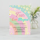 Vier ooit Magische Retro Eenhoorn Regenboog Kaart (Staand voorkant)