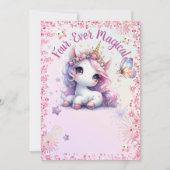 Vier-Ooit Magische Roze Paarse Eenhoorn 4e Verjaar Kaart (Voorkant)