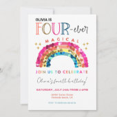 VIER ooit Magische schattige Regenboog 4e verjaard Kaart (Voorkant)