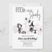 Vier Ooit spookachtig roze meisje Halloween 4e ver Kaart (Voorkant)