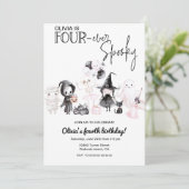 Vier Ooit spookachtig roze meisje Halloween 4e ver Kaart (Staand voorkant)