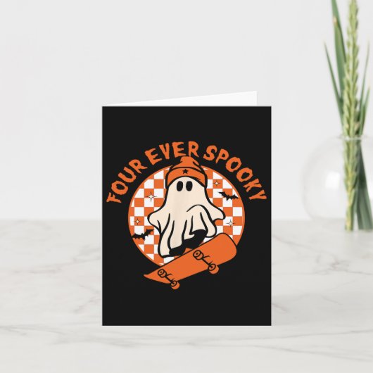 Vier Ooit Spooky 4e Verjaardag Halloween Skateboar Kaart (Voorkant)