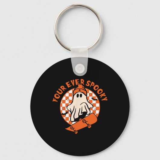 Vier Ooit Spooky 4e Verjaardag Halloween Skateboar Sleutelhanger (Voorkant)