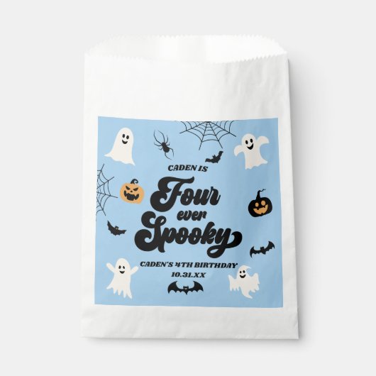 Vier Ooit Spooky Blue Halloween 4e Verjaardagsfees Bedankzakje (Voorkant)