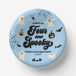 Vier Ooit Spooky Blue Halloween 4e Verjaardagsfees Papieren Kommen