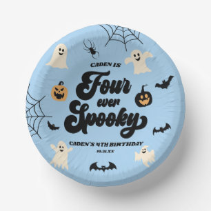 Vier Ooit Spooky Blue Halloween 4e Verjaardagsfees Papieren Kommen
