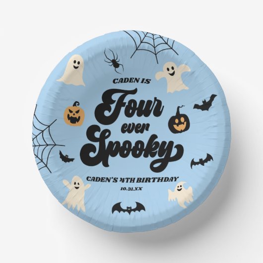 Vier Ooit Spooky Blue Halloween 4e Verjaardagsfees Papieren Kommen (Voorkant)