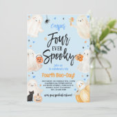 Vier Ooit Spooky Boy Halloween 4e Verjaardagsfeest Kaart (Staand voorkant)