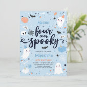 Vier ooit Spooky Cute Halloween Ghost 4e verjaarda Kaart (Staand voorkant)