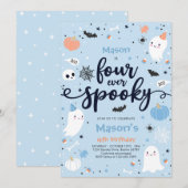 Vier ooit Spooky Cute Halloween Ghost 4e verjaarda Kaart (Voorkant / Achterkant)