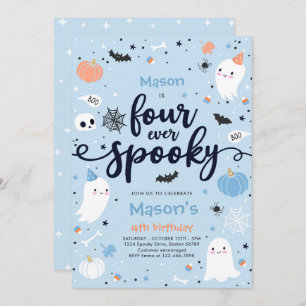 Vier ooit Spooky Cute Halloween Ghost 4e verjaarda Kaart