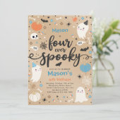 Vier ooit Spooky Cute Halloween Ghost 4e verjaarda Kaart (Staand voorkant)