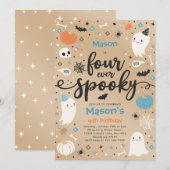 Vier ooit Spooky Cute Halloween Ghost 4e verjaarda Kaart (Voorkant / Achterkant)