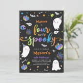 Vier ooit Spooky Cute Halloween Ghost 4e verjaarda Kaart (Staand voorkant)