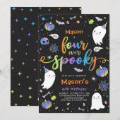 Vier ooit Spooky Cute Halloween Ghost 4e verjaarda Kaart (Voorkant / Achterkant)