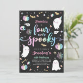 Vier ooit Spooky Cute Halloween Ghost 4e verjaarda Kaart (Staand voorkant)