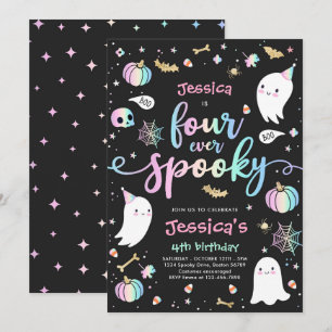 Vier ooit Spooky Cute Halloween Ghost 4e verjaarda Kaart