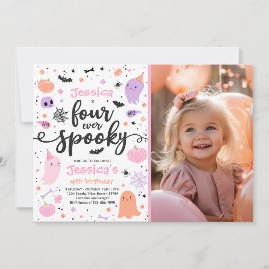 Vier ooit Spooky Cute Halloween Ghost 4e verjaarda Kaart (Voorkant)