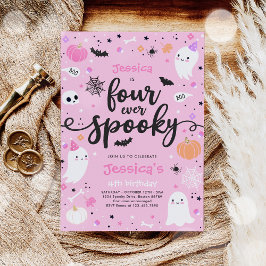Vier ooit Spooky Cute Halloween Ghost 4e verjaarda Kaart