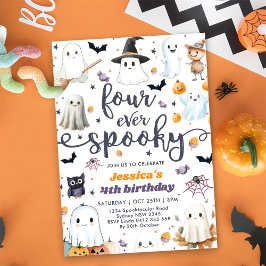 Vier ooit Spooky Cute Halloween Ghost 4e verjaarda Kaart