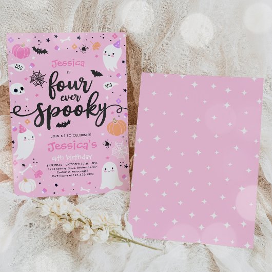 Vier ooit Spooky Cute Halloween Ghost 4e verjaarda Kaart