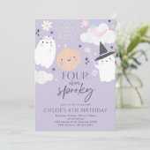 Vier ooit Spooky Cute Halloween Ghost 4e verjaarda Kaart (Staand voorkant)