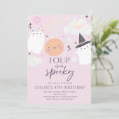 Vier ooit Spooky Cute Halloween Ghost 4e verjaarda Kaart (Staand voorkant)