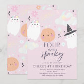 Vier ooit Spooky Cute Halloween Ghost 4e verjaarda Kaart (Voorkant / Achterkant)