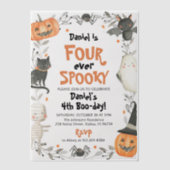 Vier ooit Spooky Cute Halloween Ghost 4e verjaarda Vellum Uitnodigingen (Voorkant)