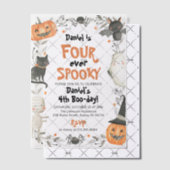 Vier ooit Spooky Cute Halloween Ghost 4e verjaarda Vellum Uitnodigingen (Offset (Uitnodiging))