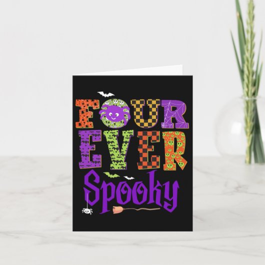 Vier Ooit Spooky Ghost Halloween 4e Verjaardag Dee Kaart (Voorkant)