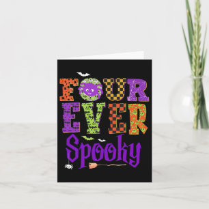 Vier Ooit Spooky Ghost Halloween 4e Verjaardag Dee Kaart