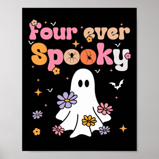 Vier Ooit Spooky Ghost Halloween 4e Verjaardag Dee Poster (Voorkant)