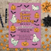 Vier Ooit Spooky Ghost Halloween Herfst 4e verjaar Kaart