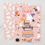 Vier ooit Spooky Girl 4th Birthday Halloween Party (Voorkant / Achterkant)