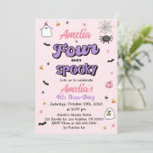 Vier ooit Spooky Halloween 4e Meisje Verjaardag Kaart (Staand voorkant)