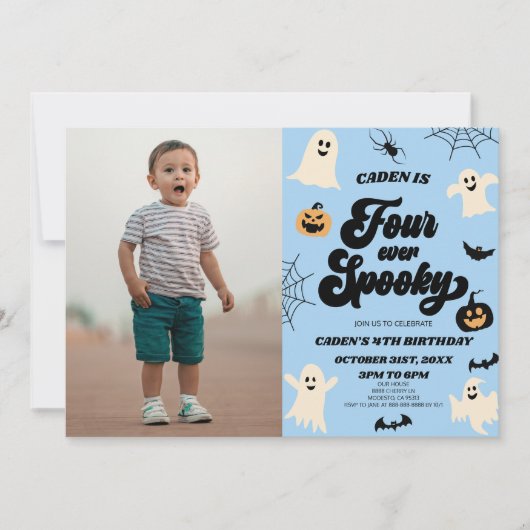 Vier Ooit Spooky Halloween 4e Verjaardagsfeest Kaart (Voorkant)